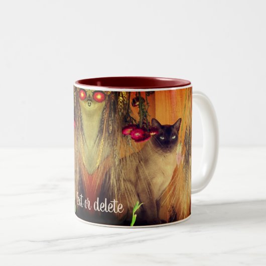 シャム猫のポーズパーソナライズされた ツートーンマグカップ (正面右)