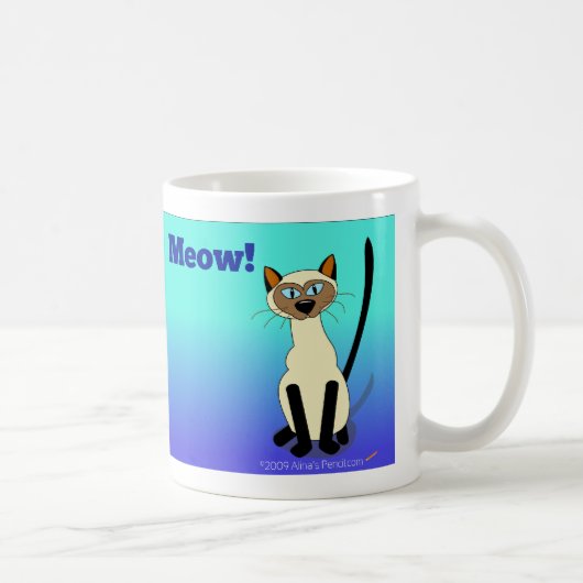 シャム猫のマグ(青い) コーヒーマグカップ (右)