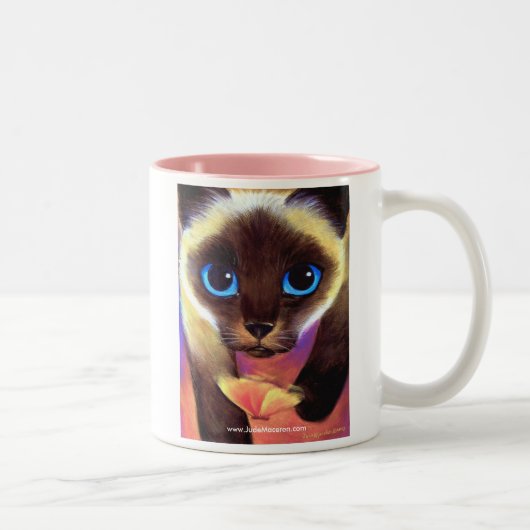 シャム猫のマグ- 104は私を後を追います ツートーンマグカップ (右)