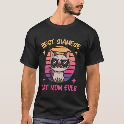 シャム猫のママ 楽しいシャム猫 Tシャツ (正面)