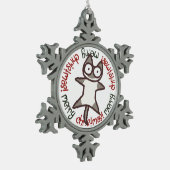 シャム猫のメリークリスマス スノーフレークピューターオーナメント (左)