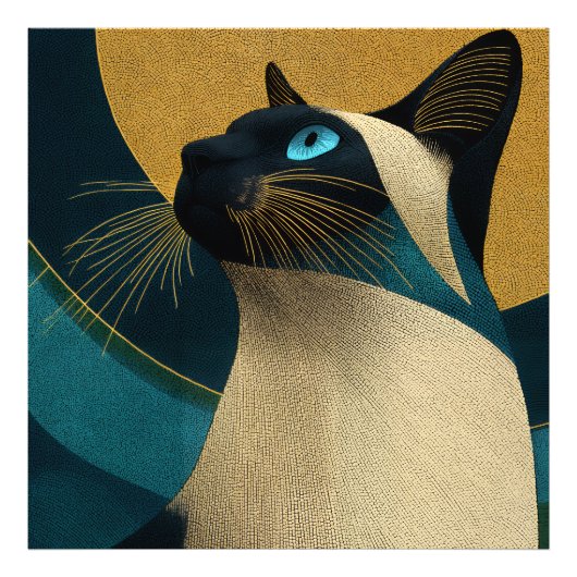 シャム猫のモザイク肖像 フォトプリント (正面)