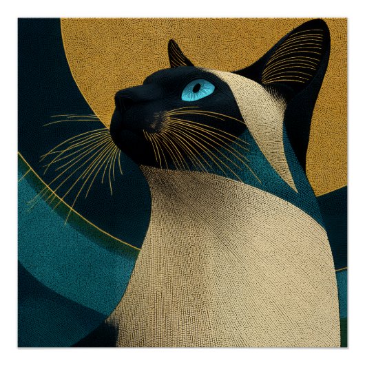 シャム猫のモザイク肖像 ポスター (正面)