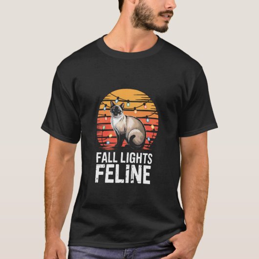 シャム猫のライトデザイン - 秋のライト フェル Tシャツ (正面)