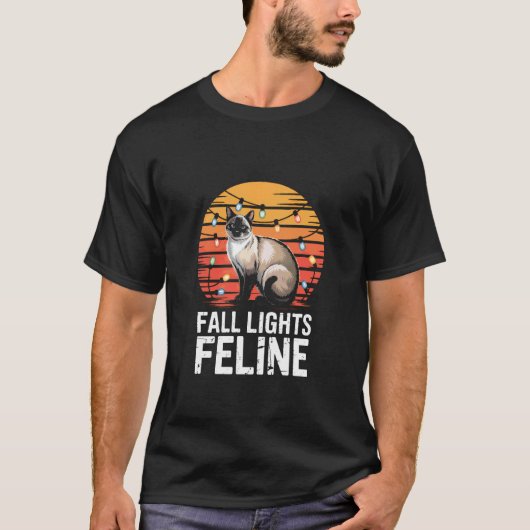 シャム猫のライトデザイン - 秋のライト フェル Tシャツ (正面)