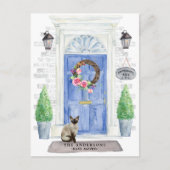 シャム猫の動きのお知らせはがき ポストカード (正面)