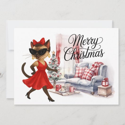 シャム猫の家のクリスマスグリーティング シーズンカード (正面)