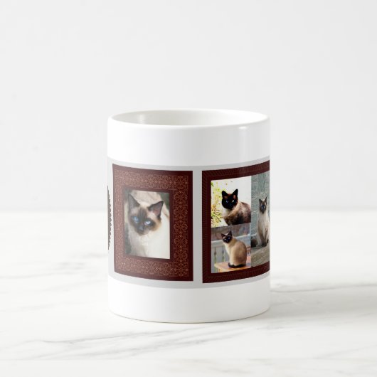 シャム猫の家族のフレーム写真ギフト コーヒーマグカップ (中央)