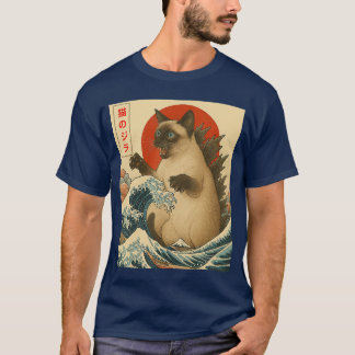 シャム猫の日本美術男性へのギフト Tシャツ