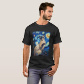 シャム猫の星月夜の絵画 Tシャツ (正面フル)