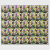 シャム猫の春の花の絵画 ラッピングペーパー (フラット)