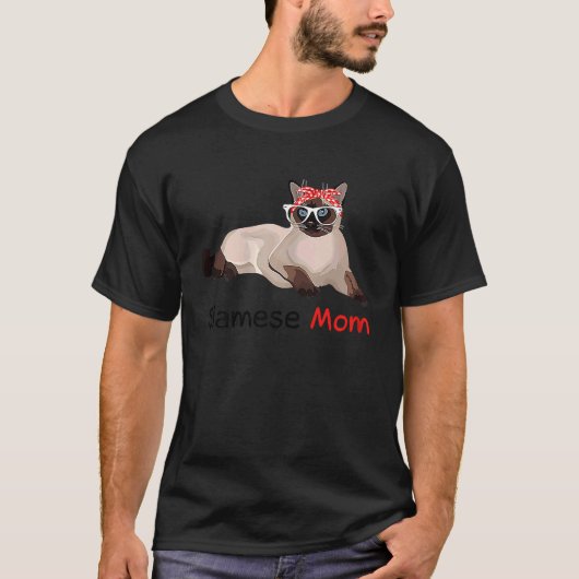 シャム猫の母 猫の飼い主 Tシャツ (正面)
