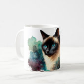 シャム猫の水彩画 コーヒーマグカップ (正面左)