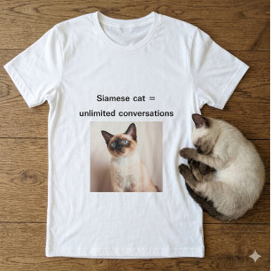 シャム猫の無限会話Tシャツ カスタムデザイン Tシャツ