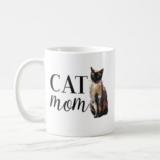 シャム猫の猫好きママ コーヒーマグカップ (左)