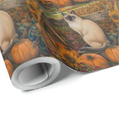シャム猫の秋の収穫感謝祭 ラッピングペーパー (ロールコーナー)