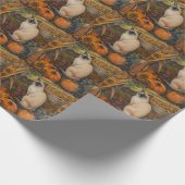 シャム猫の秋の収穫感謝祭 ラッピングペーパー (角)