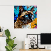 シャム猫の肖像画 ポスター (ホームオフィス)
