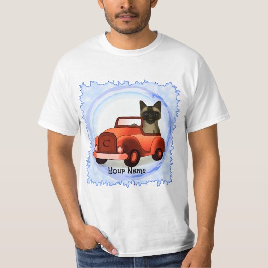 シャム猫の運転する車  Tシャツ (正面)