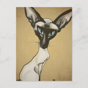 シャム猫の風刺画 ポストカード