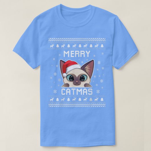 シャム猫の飼い主ホリド用の醜いクリスマスセーター Tシャツ (デザイン正面)