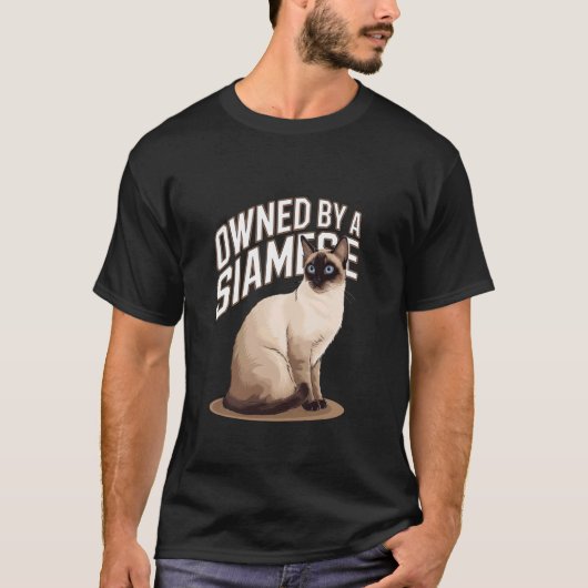 シャム猫の飼い主 オーナーのプライド Tシャツ (正面)