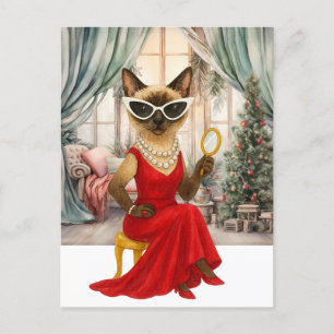 シャム猫はクリスマスハウスにいる シーズンポストカード
