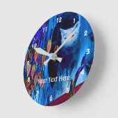 シャム猫アストラクト動物術 ラウンド壁時計 (傾斜)