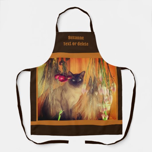 シャム猫アニマルアートパーソナライズされた エプロン (正面)