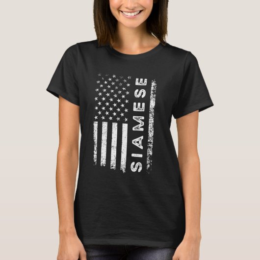 シャム猫アメリカ国旗シャム猫 Tシャツ (正面)