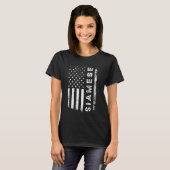 シャム猫アメリカ国旗シャム猫 Tシャツ (正面フル)