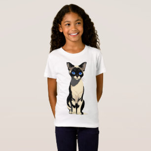 シャム猫アートブルーアイド猫好きチルドレン Tシャツ