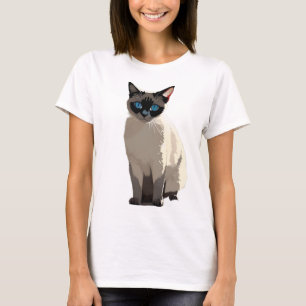 シャム猫アートブルーアイド猫好きTシャツ Tシャツ