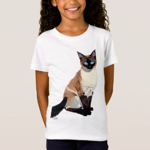 シャム猫アート電動青い目の猫好き子 Tシャツ