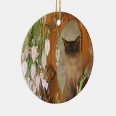 シャム猫オンシェルフ花動物オーナメント セラミックオーナメント (右)