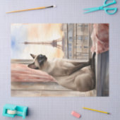 シャム猫オンパリジャン窓敷居デコパージュ 薄葉紙 (クラフト)