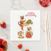 シャム猫クリスマスをテーマにした スタンダードランチョンナプキン (インサイチュ)