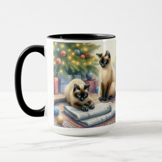 シャム猫クリスマスコーヒーマグカップ マグカップ (左)