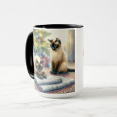 シャム猫クリスマスコーヒーマグカップ マグカップ (正面左)