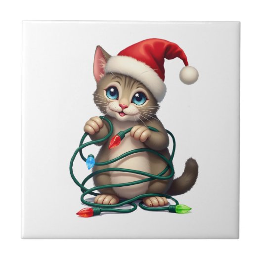 シャム猫クリスマスVネック (2) タイル (正面)