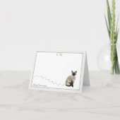 シャム猫グレイ縁どモノグラムの名前を折り畳んだ サンキューカード (正面)