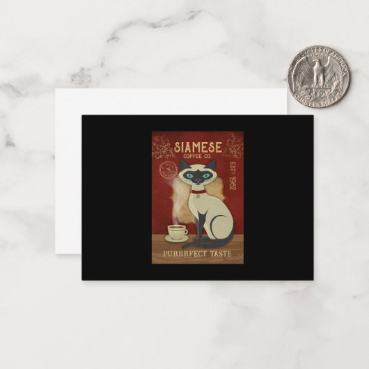 シャム猫コーヒーラブパーフェクトテイストコーヒーキャット ノートカード (正面/裏面インサイチュ)