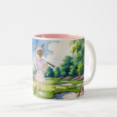 シャム猫ゴルファーのためのゴルフ女性大会 ツートーンマグカップ (正面右)