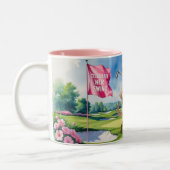 シャム猫ゴルファーのためのゴルフ女性大会 ツートーンマグカップ (左)