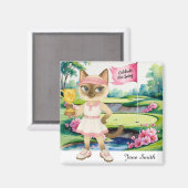 シャム猫ゴルファーのためのゴルフ女性大会 マグネット (正面/裏面)