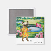 シャム猫ゴルファーのためのゴルフ女性大会 マグネット (正面/裏面)