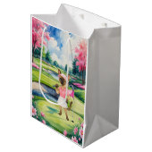 シャム猫ゴルファーのためのゴルフ女性大会 ミディアムペーパーバッグ (正面アングル)