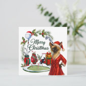 シャム猫ゴルファーをテーマにしたゴルフクリスマス シーズンカード (スタンド正面)