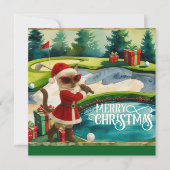 シャム猫ゴルファーをテーマにしたゴルフクリスマス シーズンカード (正面)