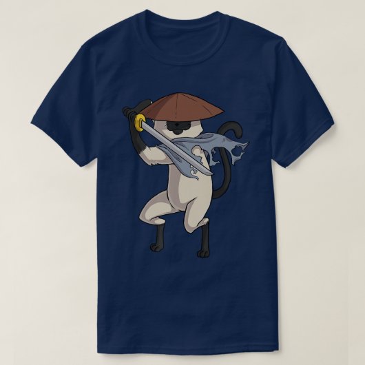 シャム猫サムライ猫 Tシャツ (デザイン正面)